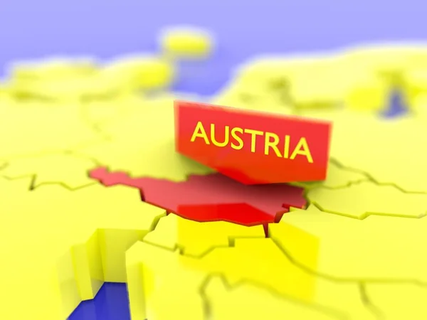 지도는 오스트리아에 초점을 맞추었습니다 흰색으로 격리되어 있습니다 렌더링 — 스톡 사진