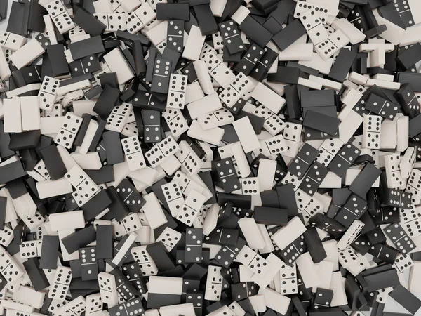 Dominoes tiles laying flat in black and white. 3D Render.