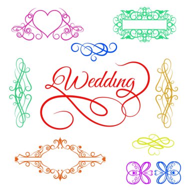 vektör seti: kaligrafik ögeler ve sayfa dekorasyonu