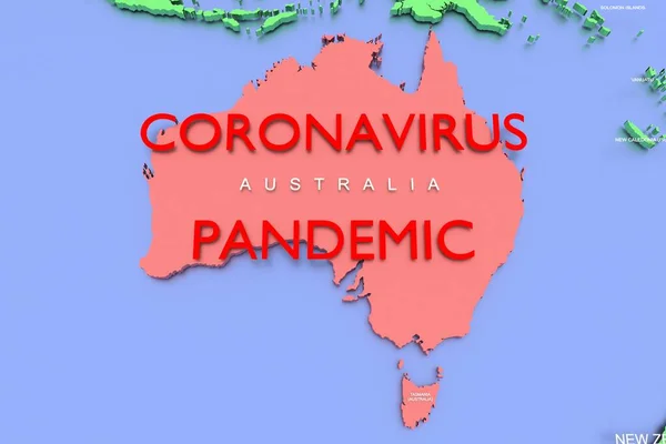 Vykreslená Mapa Pandemie Viru Covid Jasnými Barvami Austrálii — Stock fotografie