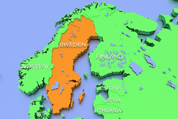 Gerenderte Karte Der Covid Virus Pandemie Norwegen Mit Leuchtenden Farben — Stockfoto