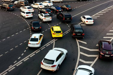 Moskova'da büyük şehir trafik