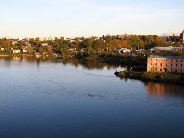 Ivangorod Rússia Vista Sobre Rio Narva — Fotografia de Stock