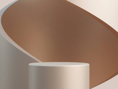 Kahverengi arka planda kahverengi podyum. Ürün sunumu için en düşük model arkaplan. 3d oluşturma.