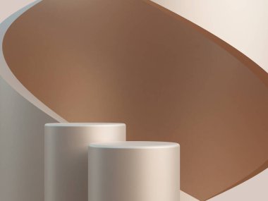 Kahverengi arka planda kahverengi podyum. Ürün sunumu için en düşük model arkaplan. 3d oluşturma.
