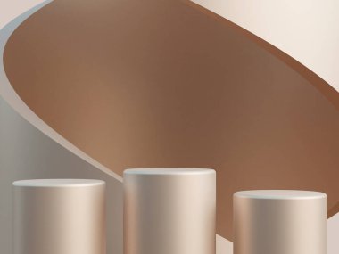 Kahverengi arka planda kahverengi podyum. Ürün sunumu için en düşük model arkaplan. 3d oluşturma.