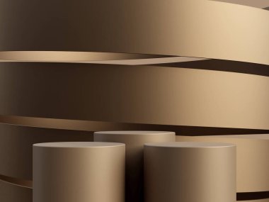 Kahverengi arka planda kahverengi podyum. Ürün sunumu için en düşük model arkaplan. 3d oluşturma.