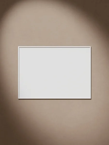 minimalist aesthetic frame mockup poster template on the brown wall. wall frame in modern interior background. 3d rendering