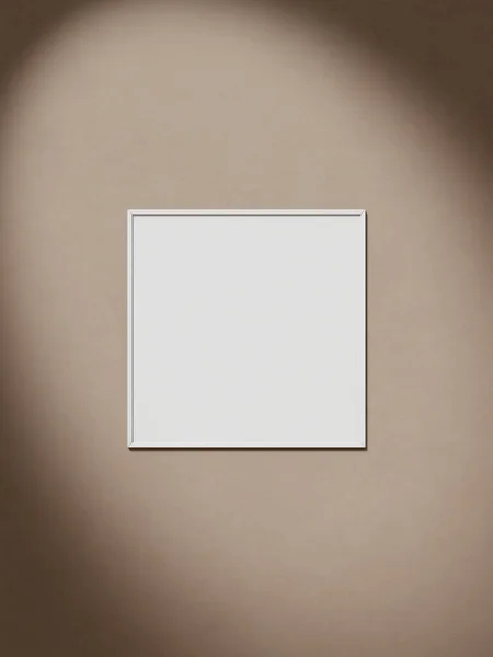 minimalist aesthetic frame mockup poster template on the brown wall. wall frame in modern interior background. 3d rendering