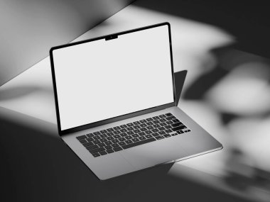 Temiz bir web sitesi tasarımı konseptini göstermek için basit bir dizüstü bilgisayar modeli.