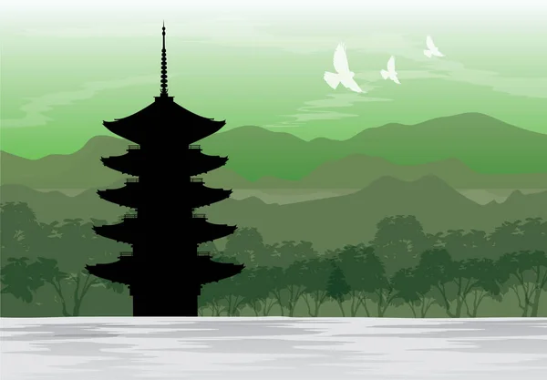 Chureito Pagoda Fujiyoshida Giappone Visualizza Paesaggio Travel Place Vector — Vettoriale Stock