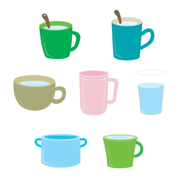Set Coffee Mugs Isolated Background — Stock Vector
