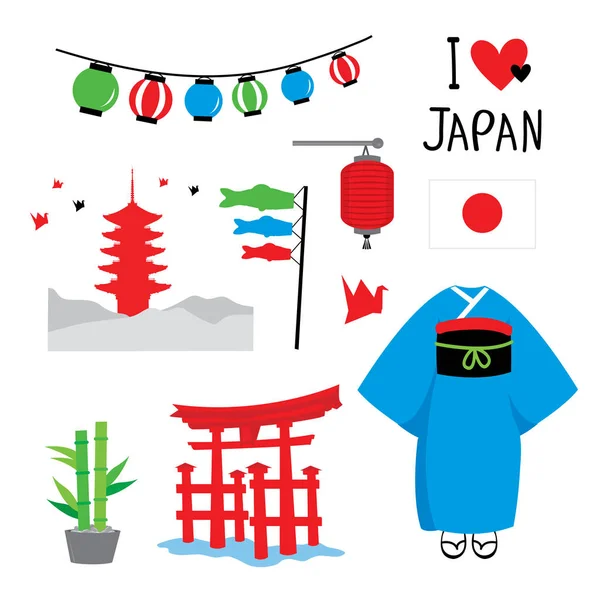 Japan Tradition Platz Reisen Asien Maskottchen Cartoon Element Vektor — Stockvektor