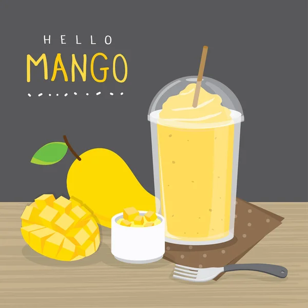 Mango Šťavnaté Plody Letní Kreslené Vektory — Stockový vektor