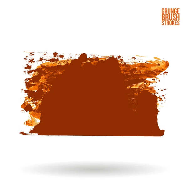 Pennellata Texture Arancione Grunge Vettore Astratto Mano Elemento Dipinto Sottolineatura — Vettoriale Stock