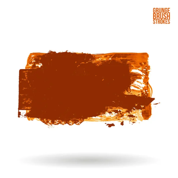 Orange Brush Stroke Texture Grunge Vector Abstract Hand Painted Element — Stock Vector