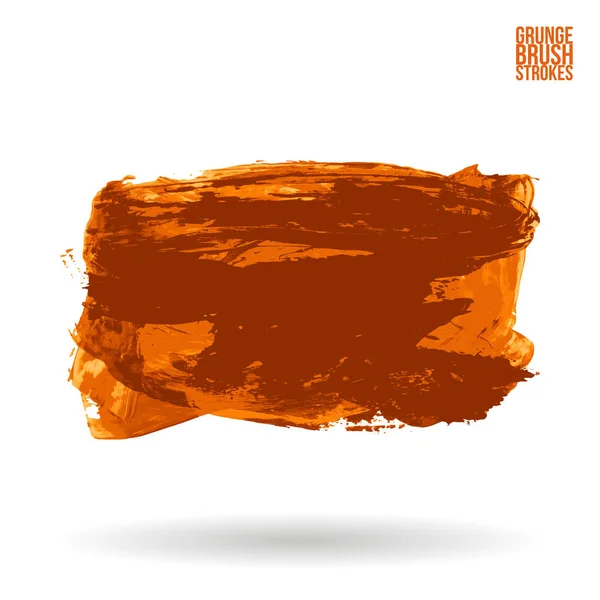 Pincel Laranja Traço Textura Grunge Vetor Mão Abstrata Elemento Pintado — Vetor de Stock