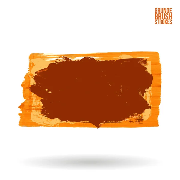 Oranje Penseelstreek Textuur Grunge Vector Abstracte Handgeschilderde Element Onderstreping Grensregio — Stockvector