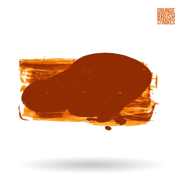 Pincel Laranja Traço Textura Grunge Vetor Mão Abstrata Elemento Pintado — Vetor de Stock