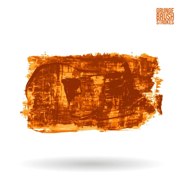 Orange Brush Stroke Texture Grunge Vector Abstract Hand Painted Element — Stock Vector