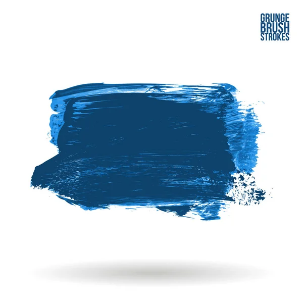 Pincelada Azul Textura Grunge Vector Mano Abstracta Elemento Pintado Subrayar — Vector de stock