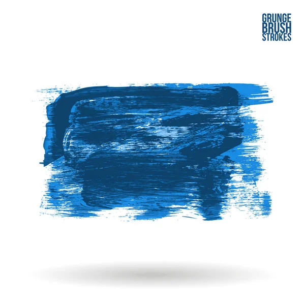 Pincelada Azul Textura Grunge Vector Mano Abstracta Elemento Pintado Subrayar — Archivo Imágenes Vectoriales