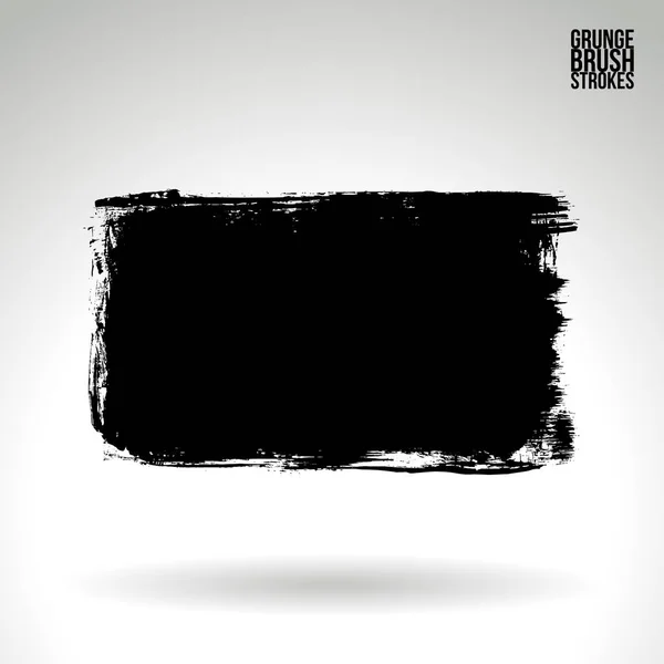 Coup Pinceau Noir Texture Grunge Vecteur Abstrait Main Élément Peint — Image vectorielle