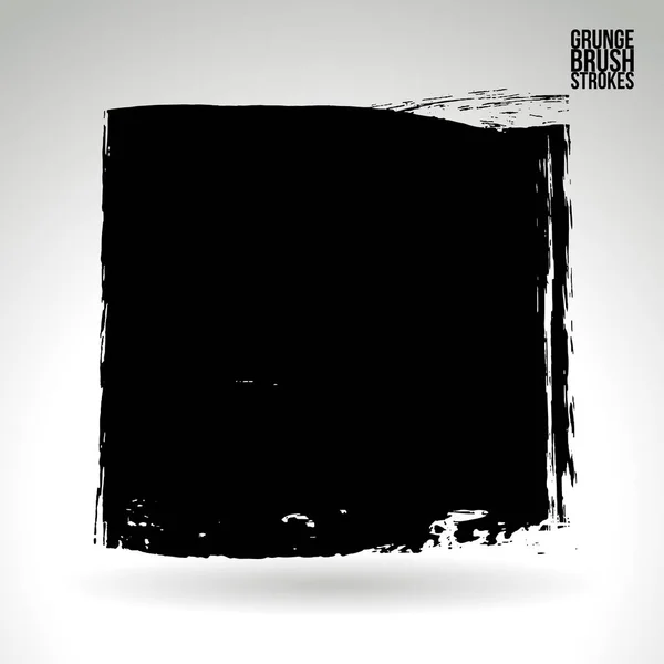 Abstrait Grunge Coups Pinceau Forme Carrée Sur Fond Blanc — Image vectorielle