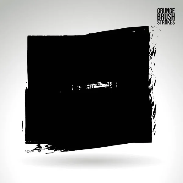 Abstrait Grunge Coups Pinceau Forme Carrée Sur Fond Blanc — Image vectorielle