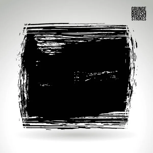 Abstract Grunge Penseelstreken Vierkante Vorm Witte Achtergrond — Stockvector