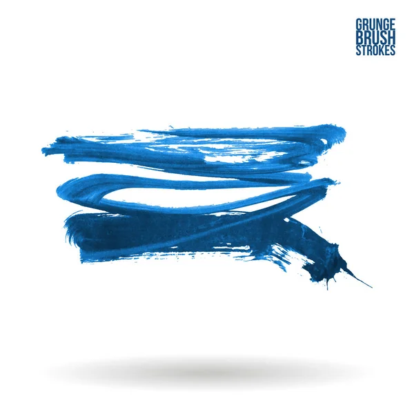 白い背景に分離された青いブラシストローク — ストックベクタ