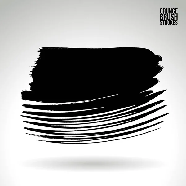 Coups Pinceau Noir Abstraits Isolés Sur Fond Blanc — Image vectorielle