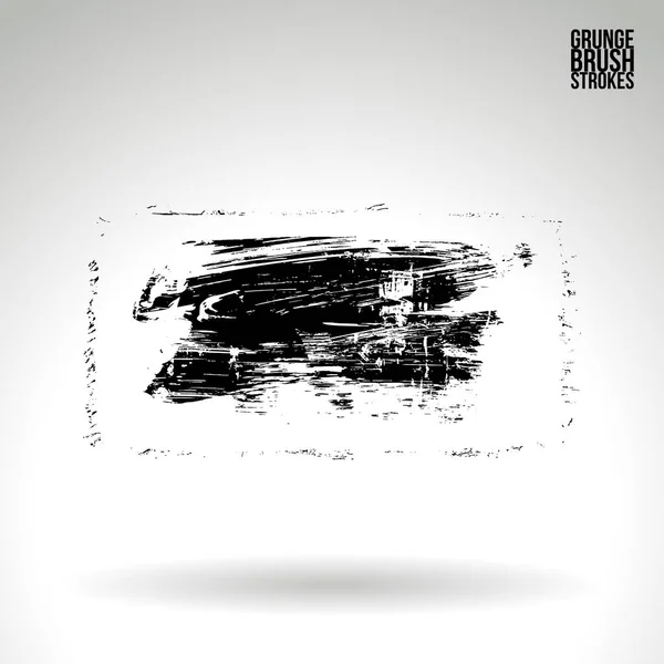白い背景に分離された抽象的な黒いブラシストローク — ストックベクタ