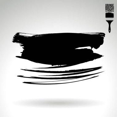 Beyaz arka planda izole edilen soyut siyah fırça vuruşları