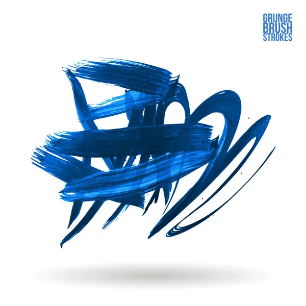 Abstract Blue Brush Strokes Isolated White Background — Stock Vector