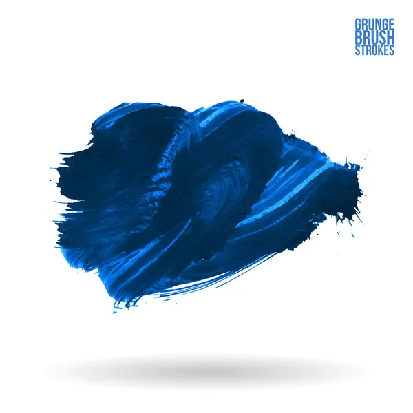 白い背景に分離された抽象的な青いブラシストローク — ストックベクタ