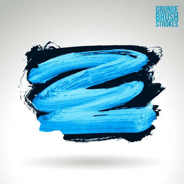 Abstrato Preto Azul Grunge Tinta Pinceladas Fundo — Vetor de Stock