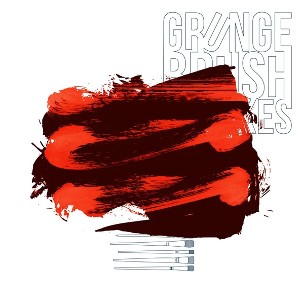 Coups Pinceau Grunge Illustration Vectorielle Peinture Rouge — Image vectorielle