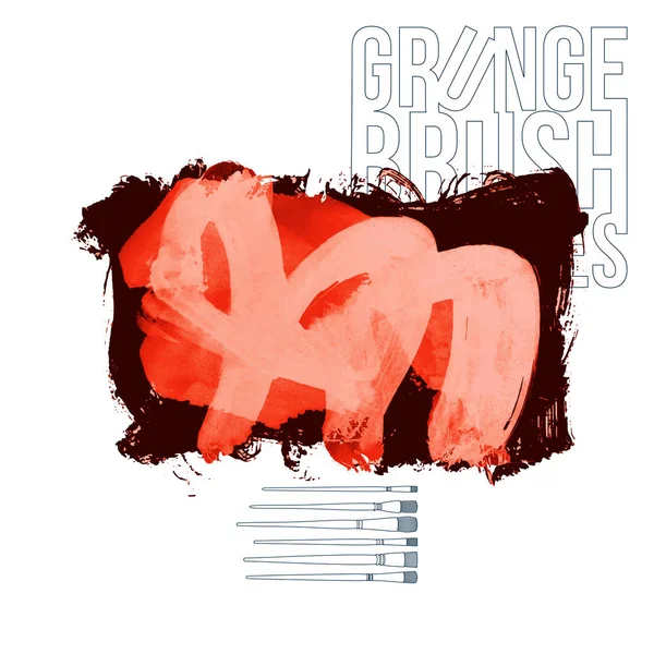 Grunge Pinselstriche Schwarz Und Orange Farbvektorillustration — Stockvektor