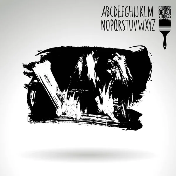 Abstrait Noir Grunge Encre Pinceau Coups Fond — Image vectorielle
