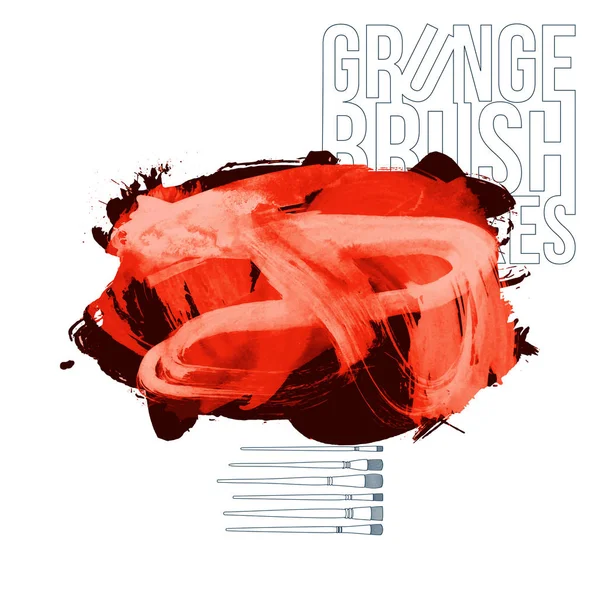 Coups Pinceau Grunge Illustration Vectorielle Peinture Noire Orange — Image vectorielle