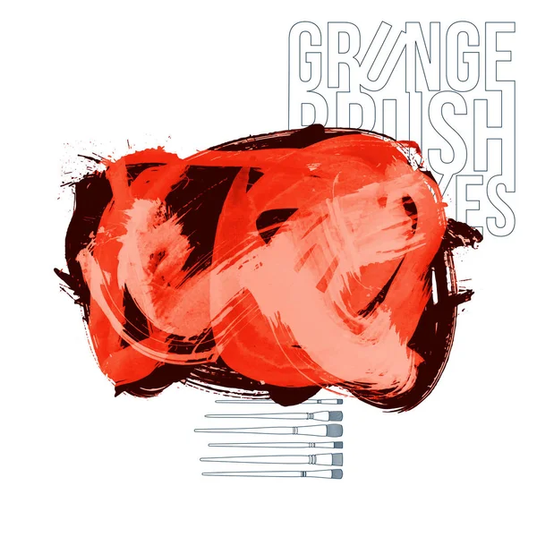Grunge Pinselstriche Schwarz Und Orange Farbvektorillustration — Stockvektor