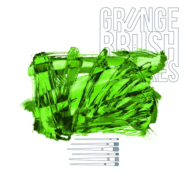 Abstrakte Grüne Grunge Pinsel Streicht Trendigen Hintergrund — Stockvektor