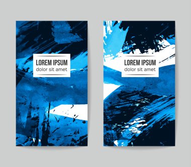 soyut grunge fırça darbeleri ile kartlar şablonu, vektör illüstrasyon   