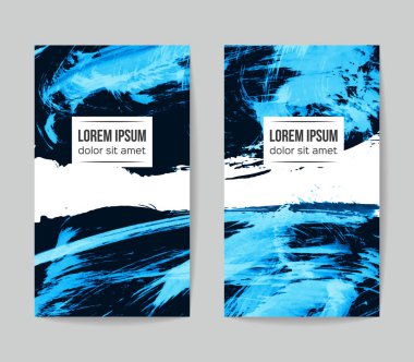 soyut grunge fırça darbeleri ile kartlar şablonu, vektör illüstrasyon   