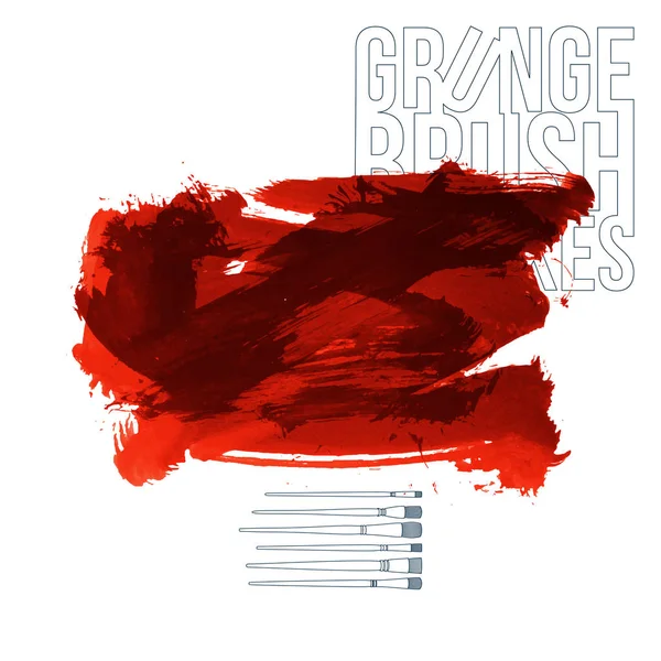 Coups Pinceau Grunge Illustration Vectorielle Peinture Rouge — Image vectorielle
