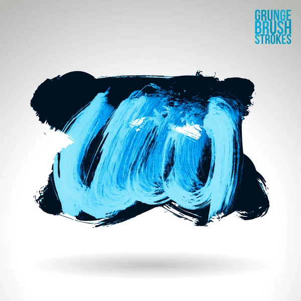 Abstrait Noir Bleu Grunge Encre Pinceau Coups Fond — Image vectorielle