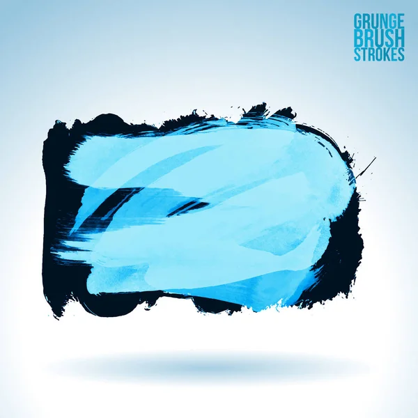 Coups Pinceau Grunge Illustration Vectorielle Peinture Noire Bleue — Image vectorielle