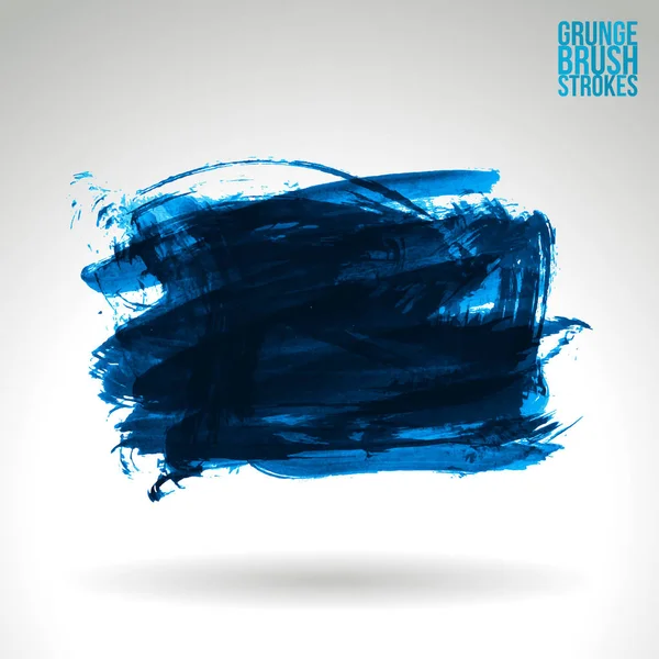 Coups Pinceau Grunge Illustration Vectorielle Peinture Bleue — Image vectorielle