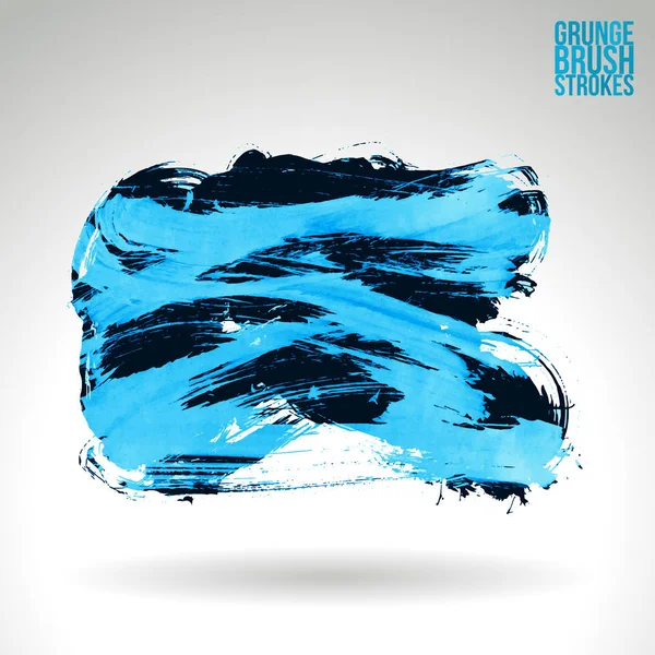 Abstract Black Blue Grunge Ink Brush Strokes Background — Stock Vector